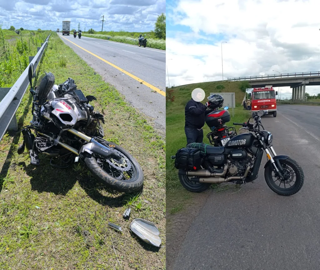 Dos vuelcos de motocicletas en la jornada del sábado dejaron tres heridos en la Autovía 14 y en la Autovía 12