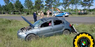 Viajaba con sus Hijos y Volcó en la Ruta 14: Tres Personas con Lesiones Leves