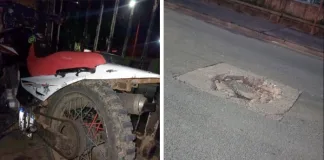 Un pozo en plena avenida Paysandú dejó a un motociclista sin su herramienta de trabajo.