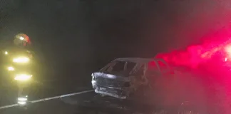 Incendio en plena Autovía 14: un vehículo se prendió fuego durante la madrugada