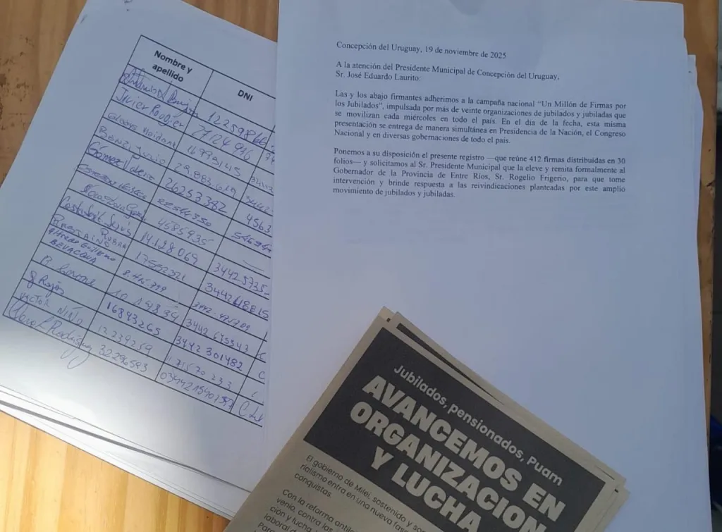 Jubilados en pie de lucha: 500 firmas contra el ajuste y para exigir un haber de 1.600.000