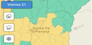 Emitieron alerta amarilla por lluvias y tormentas para este viernes