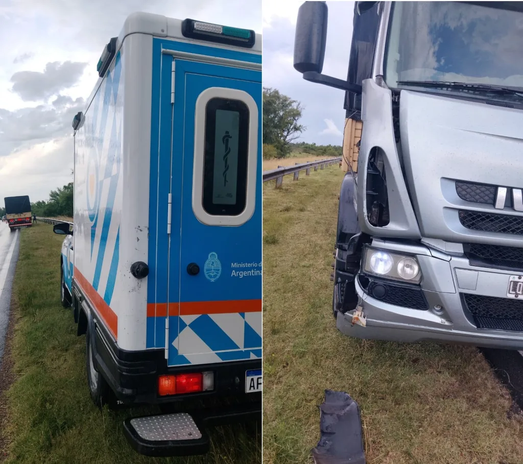 Increíble: una ambulancia que iba a asistir un accidente terminó chocada por un camión