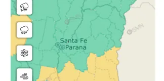 Emitieron alerta amarilla por lluvias y tormentas para este jueves