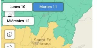 Se renovó la alerta amarilla por lluvias y tormentas para este martes y miércoles