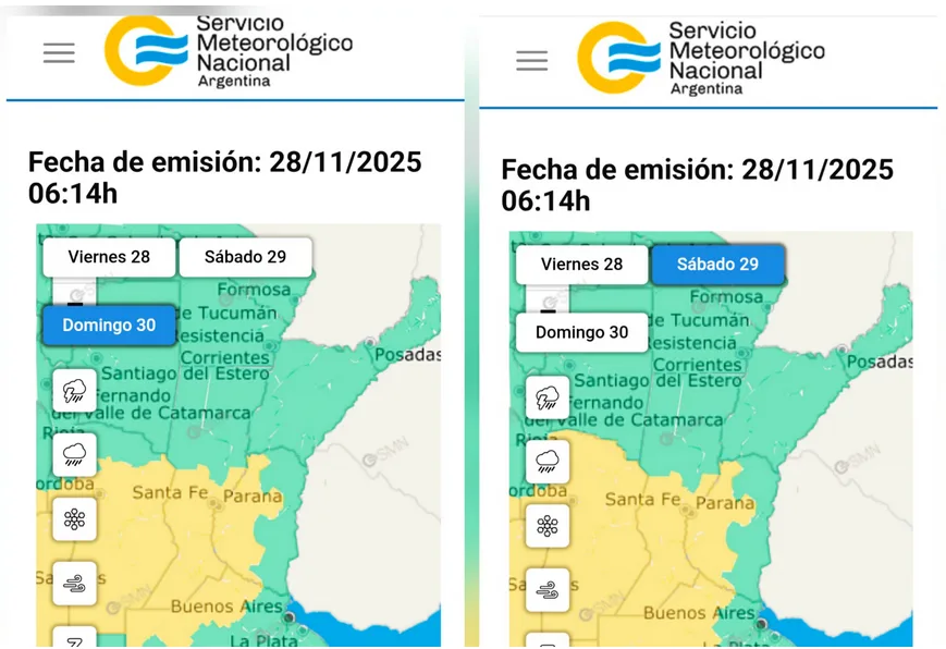 Emitieron alerta amarilla por lluvias y tormentas para este sábado y domingo