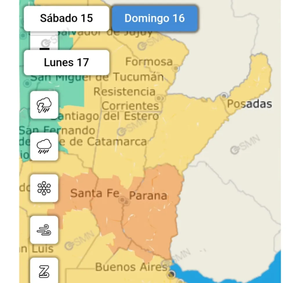 Renuevan alerta amarillo para este sábado y naranja para el domingo