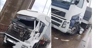 Choque entre tres camiones en el Puente General Urquiza: una persona con lesiones leves