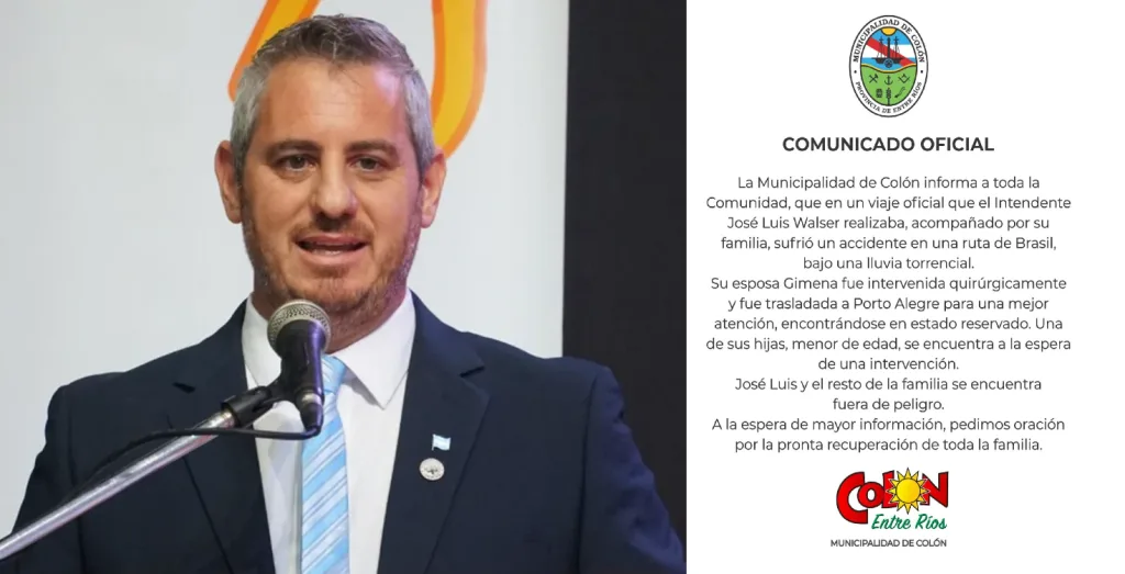 El intendente de Colón sufrió un grave accidente en Brasil