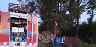 Despiste y vuelco de un camión en Ruta 39: los ocupantes fueron trasladados al hospital