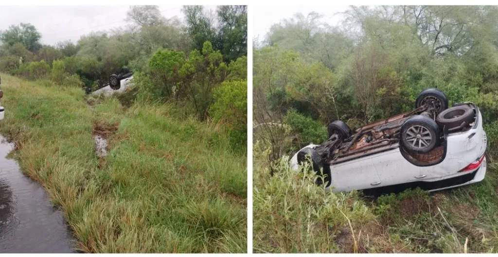 Dos vehículos protagonizaron un choque que terminó en vuelco en la Autovía Gervasio Artigas