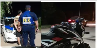 Intentó escapar de un control con una moto robada y terminó detenido