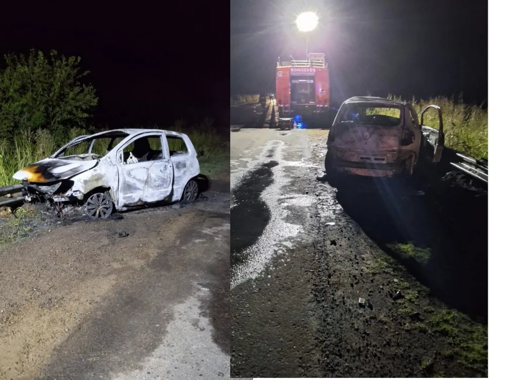 Violento siniestro vial en Ruta Provincial 39: un auto se incendió tras impactar contra el guardarraíl