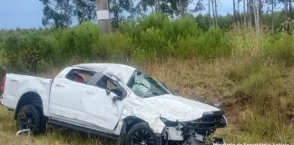 Ubajay: despiste de una camioneta sobre la Autovía Artigas deja una mujer lesionada