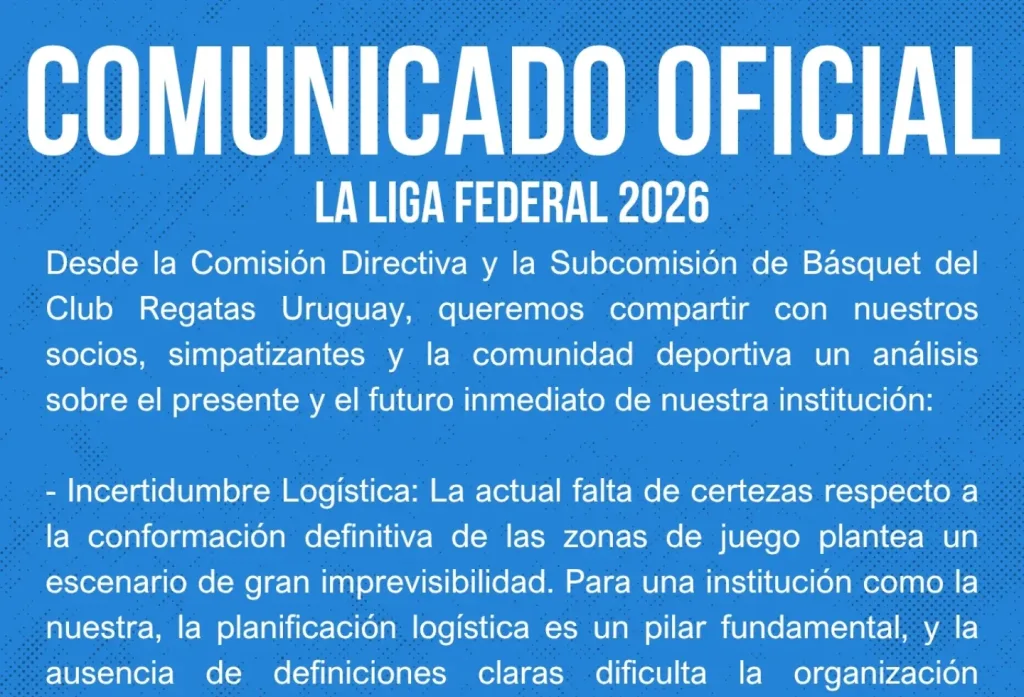 Concepción del Uruguay: Regatas se baja de la Liga Federal 2026