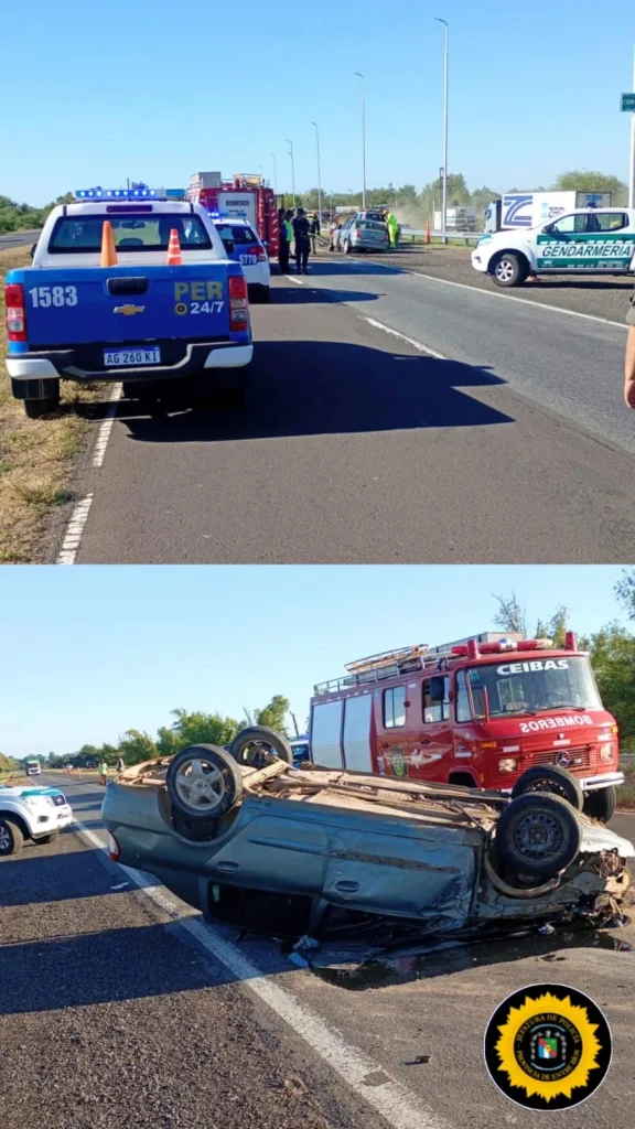 Violento vuelco en la Ruta 12: cinco heridos