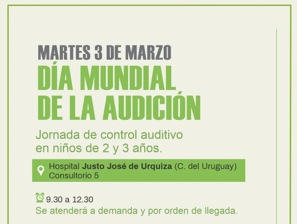 El Hospital Urquiza realizará controles auditivos en el marco del Día de la Audición