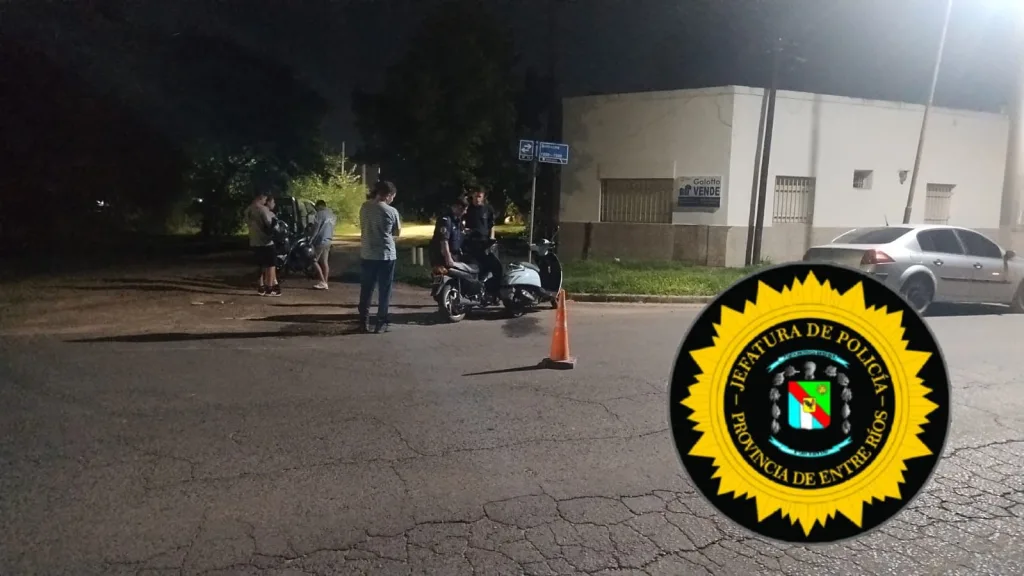 Choque entre motocicletas en Suipacha y Victoriano Montes: una mujer sufrió fracturas graves