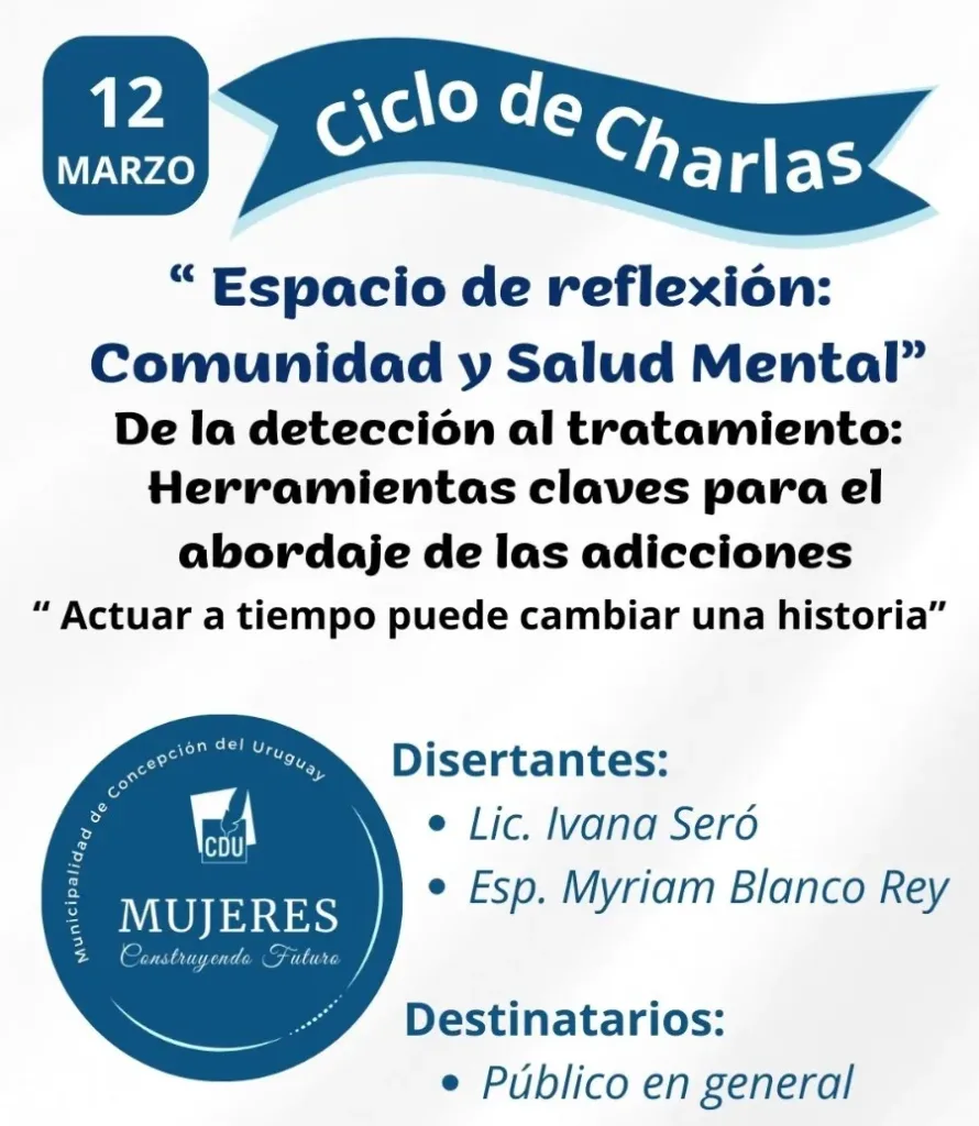 Este jueves comienza el Ciclo de Charlas “Espacio de Reflexión: Comunidad y Salud Mental”