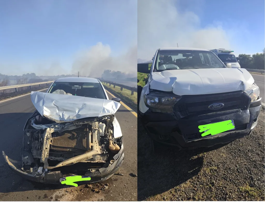 Preocupante siniestro en la Autovía 12: incendio y choque en cadena