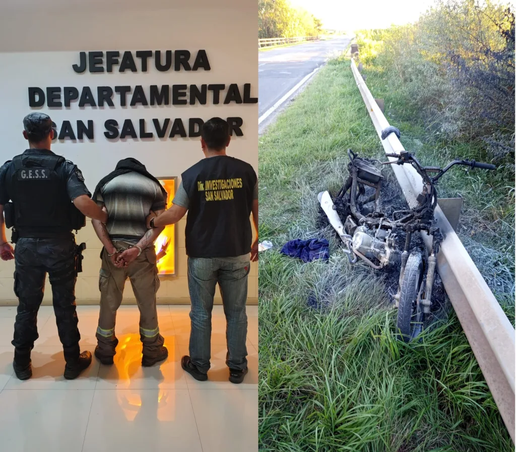 Detenido tras resistirse a un control e incendiar su motocicleta en Ruta 18