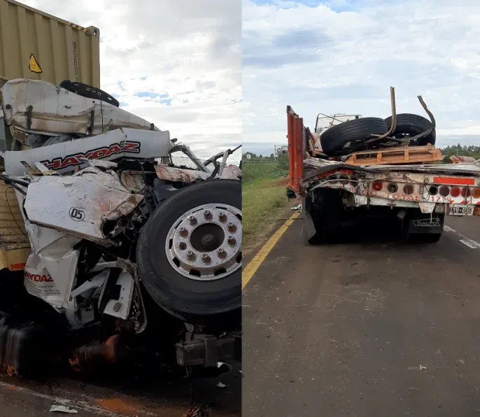 Choque entre camiones en la Autovía 14: el conductor que provocó el impacto sufrió una fractura de cadera