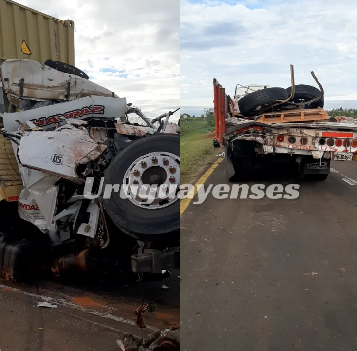 Choque entre camiones en la Autovía 14: un conductor quedó atrapado y fue rescatado