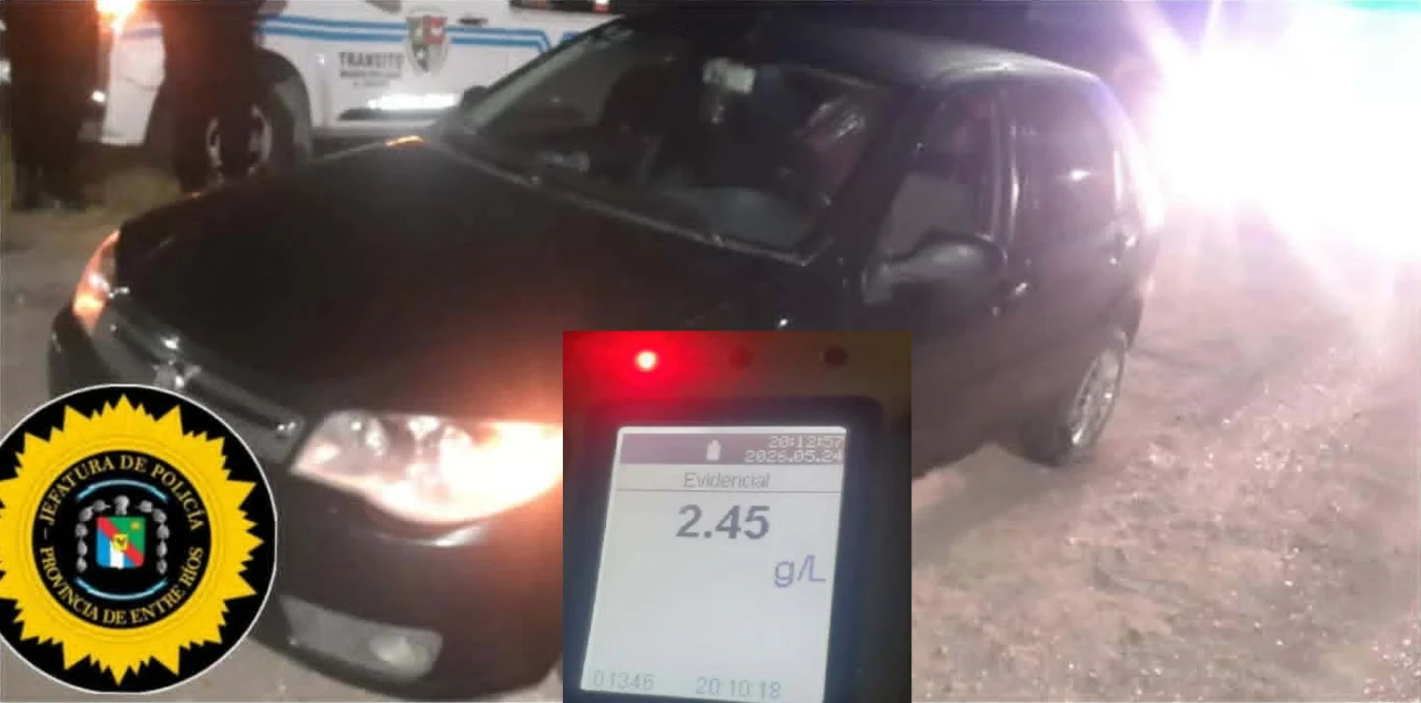 Retuvieron en Crespo a un conductor que manejaba con 2,45 de alcohol en sangre