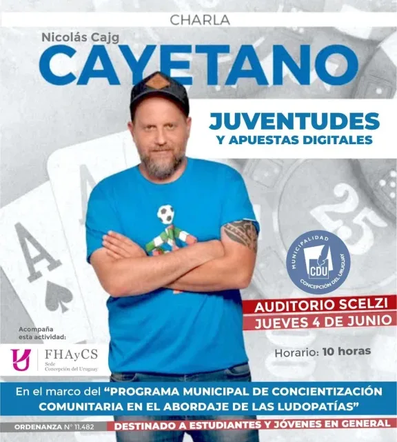 Cayetano brindará una charla abierta sobre ludopatía en la ciudad