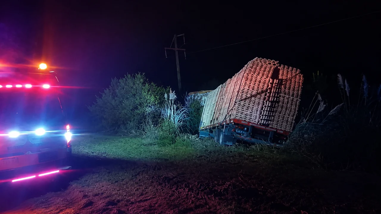 Un camionero de Colón despistó en la Autovía 12 y terminó junto al alambrado