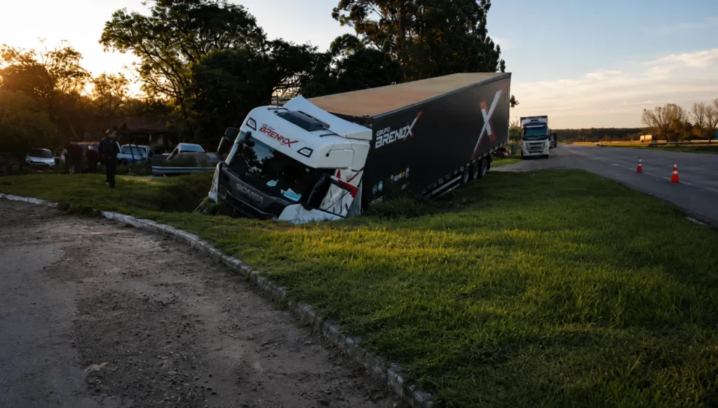 Un camión despistó en la Autovía Artigas y trabajaron equipos de emergencia