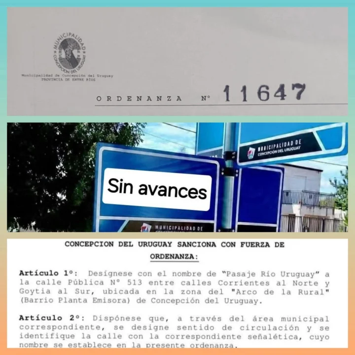 Denuncian que el Pasaje Río Uruguay sigue sin cartel identificatorio pese a una ordenanza aprobada hace más de un año