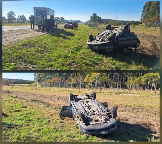Dos mujeres resultaron heridas tras el vuelco de un auto en la Autovía Artigas