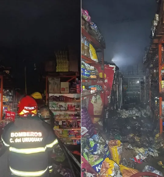 Bomberos controlaron un incendio en un supermercado durante la madrugada