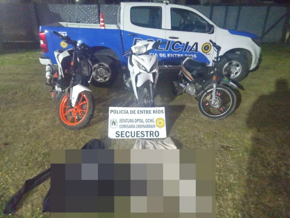 Hallaron en Urdinarrain una moto robada en Concepción del Uruguay durante un allanamiento por picadas ilegales