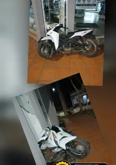 Investigan quién conducía una moto que chocó contra un local comercial en Federal y huyó del lugar