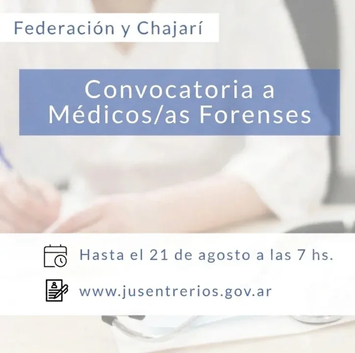 El Poder Judicial abrió la inscripción para cubrir cargos de médicos forenses en Federación y Chajarí