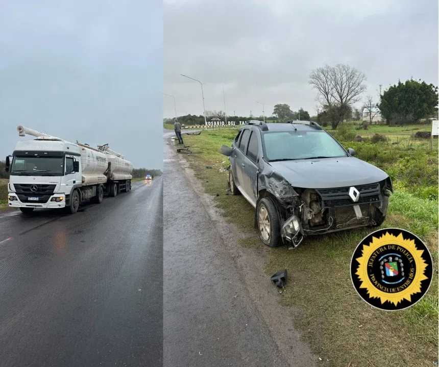 Un Camión y un auto chocaron en la Ruta 39