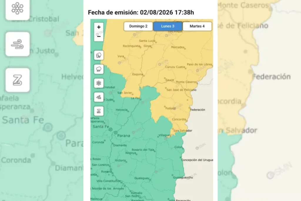 Prevén alerta amarillo por tormentas para Entre Ríos