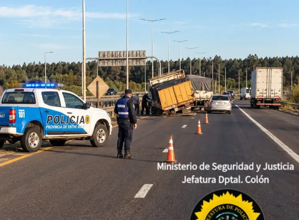 Un desperfecto mecánico dejó a un camión detenido en la Autovía Artigas, en Ubajay