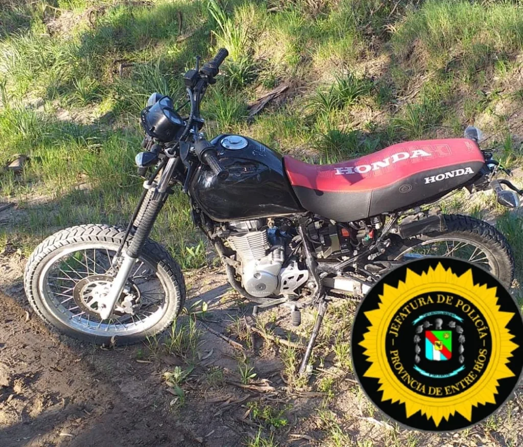 Motocicleta robada fue recuperada en la Ruta 42: trasladaron a un menor