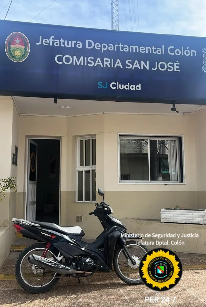 Encontraron en San José una moto robada en Concepción del Uruguay
