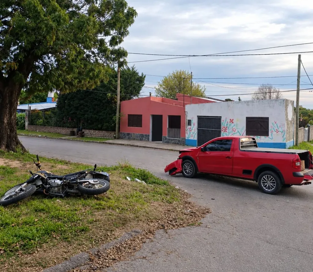 Un motociclista sufrió lesiones graves tras un choque con una camioneta