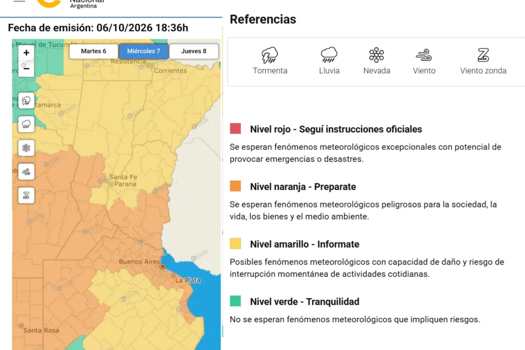 Actualizan el alerta Meteorológico para Entre Ríos