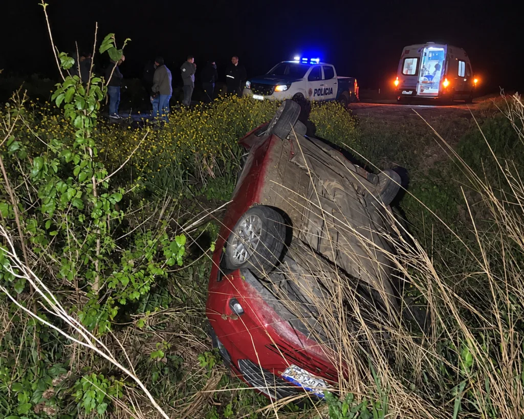 Volcó un automóvil en la Ruta 39, cerca de Villa Mantero