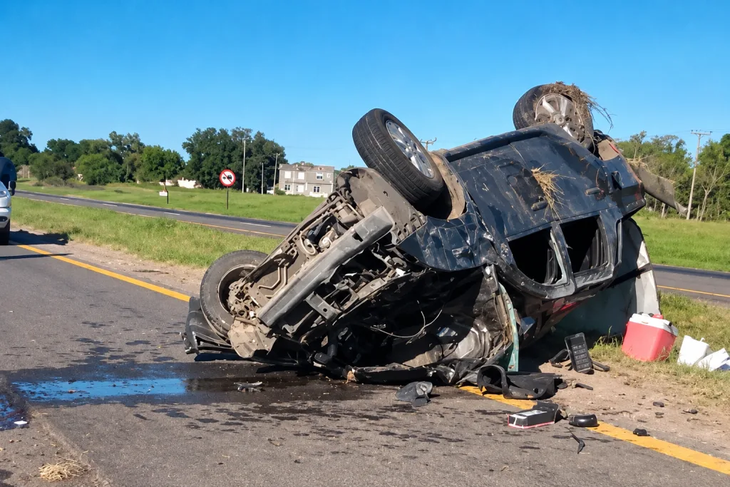Volcó una camioneta en la Ruta 14 y tres personas fueron hospitalizadas