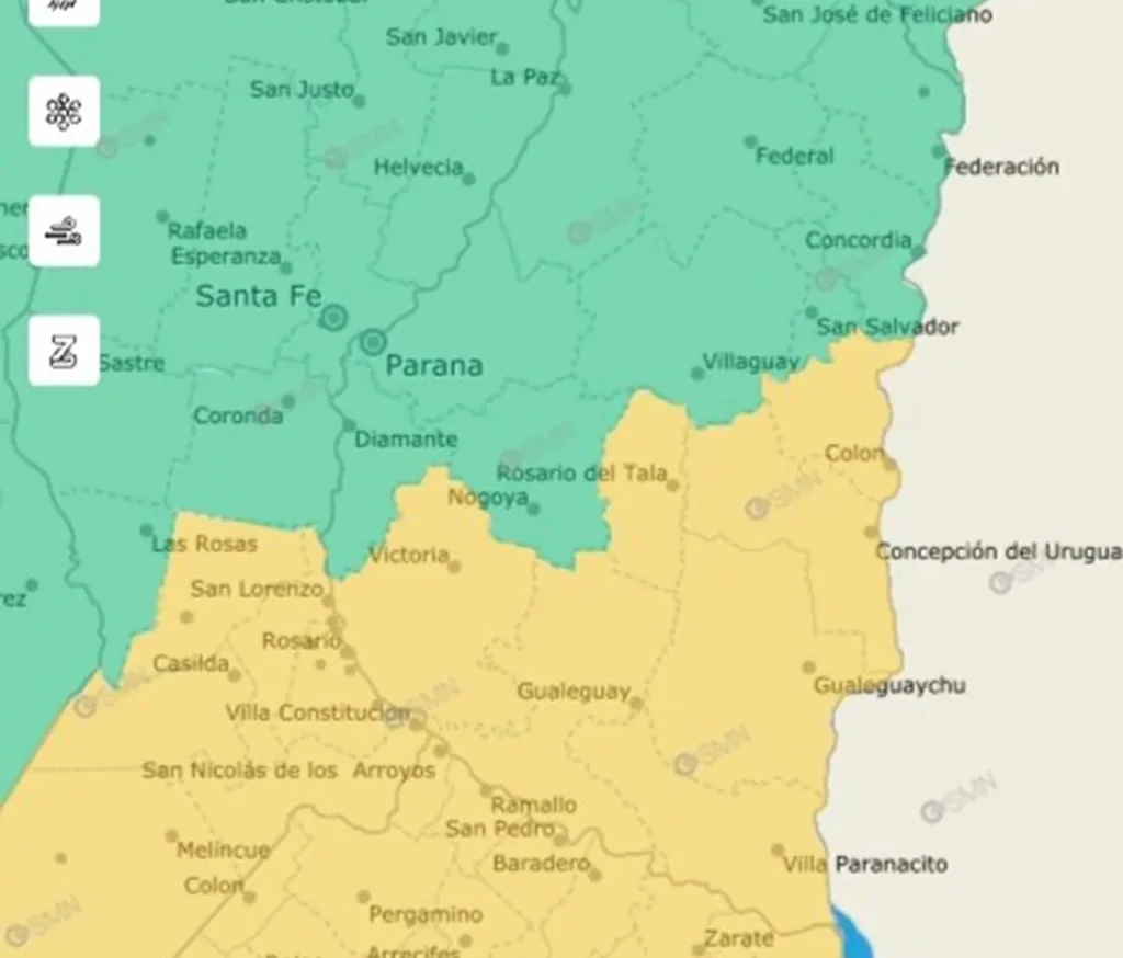 Defensa Civil actualizó la alerta amarilla por tormentas para Entre Ríos