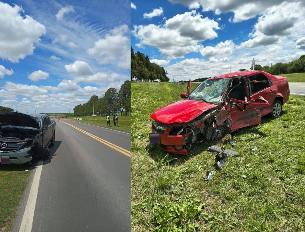Choque frontal entre una camioneta y un automóvil en cercanías de Hernández