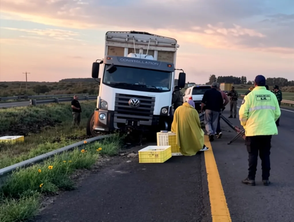 Un camión despistó en la Autovía 14 tras esquivar un ciervo
